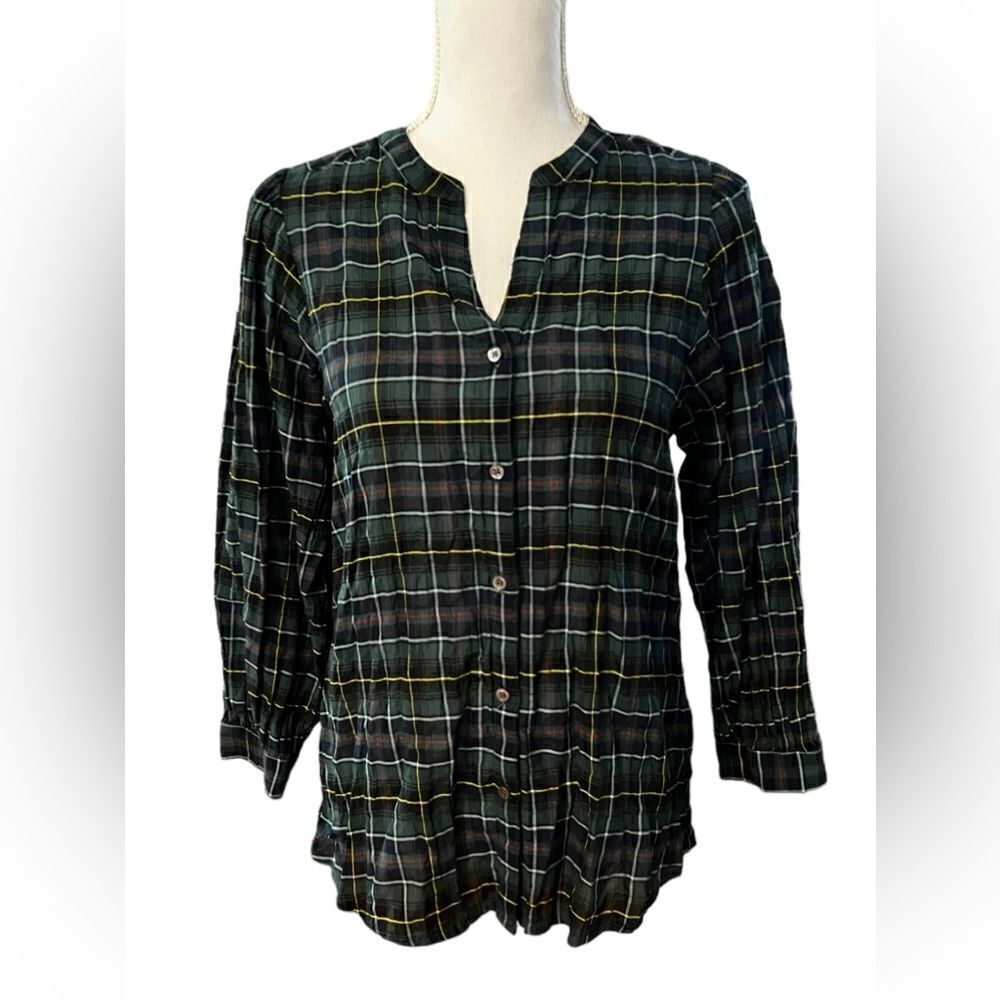 J‎ McLaughlin Plaid Button Down Flannel Shirt Sz XS NWT